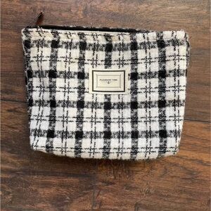Plaid Black and White makeup bag
